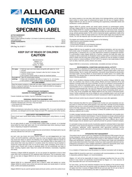 Alligare MSM 60 Herbicide